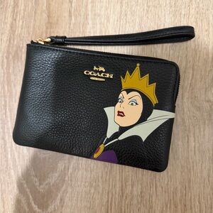 Coach Black Wristlet with Disney Evil Queen